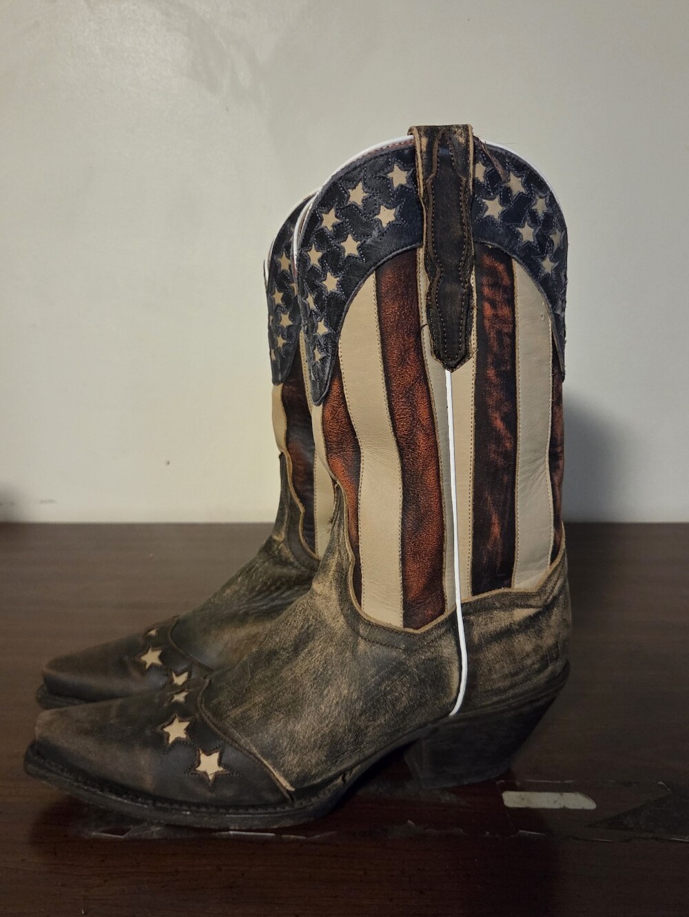 Dan Post Liberty American Flag Cowgirl Boots Womens 7.5 M Snip Toe Leather EUC